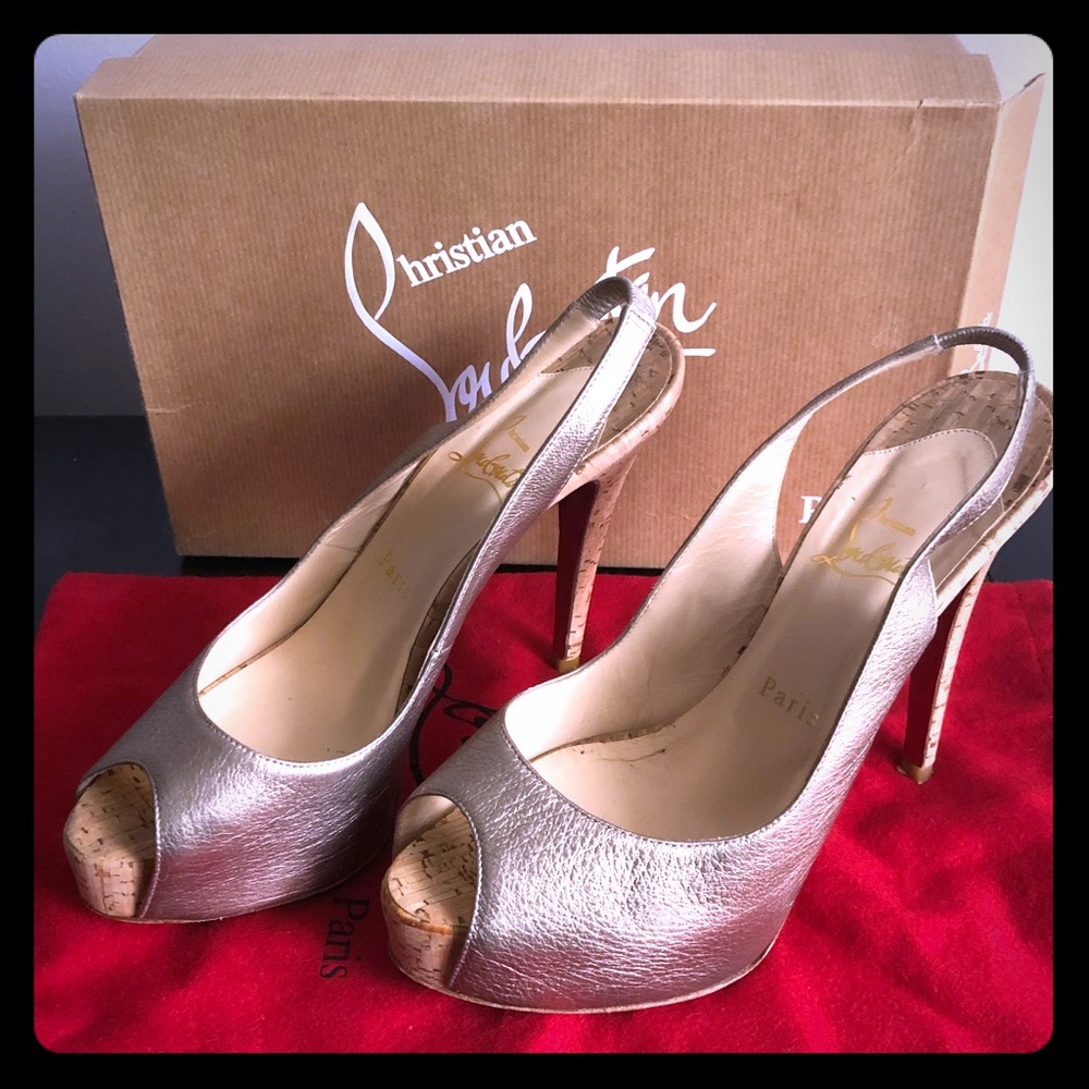Authentic Christian Louboutin Slingback Heels Pumps Sz 7.5 - Picture 2 of 10